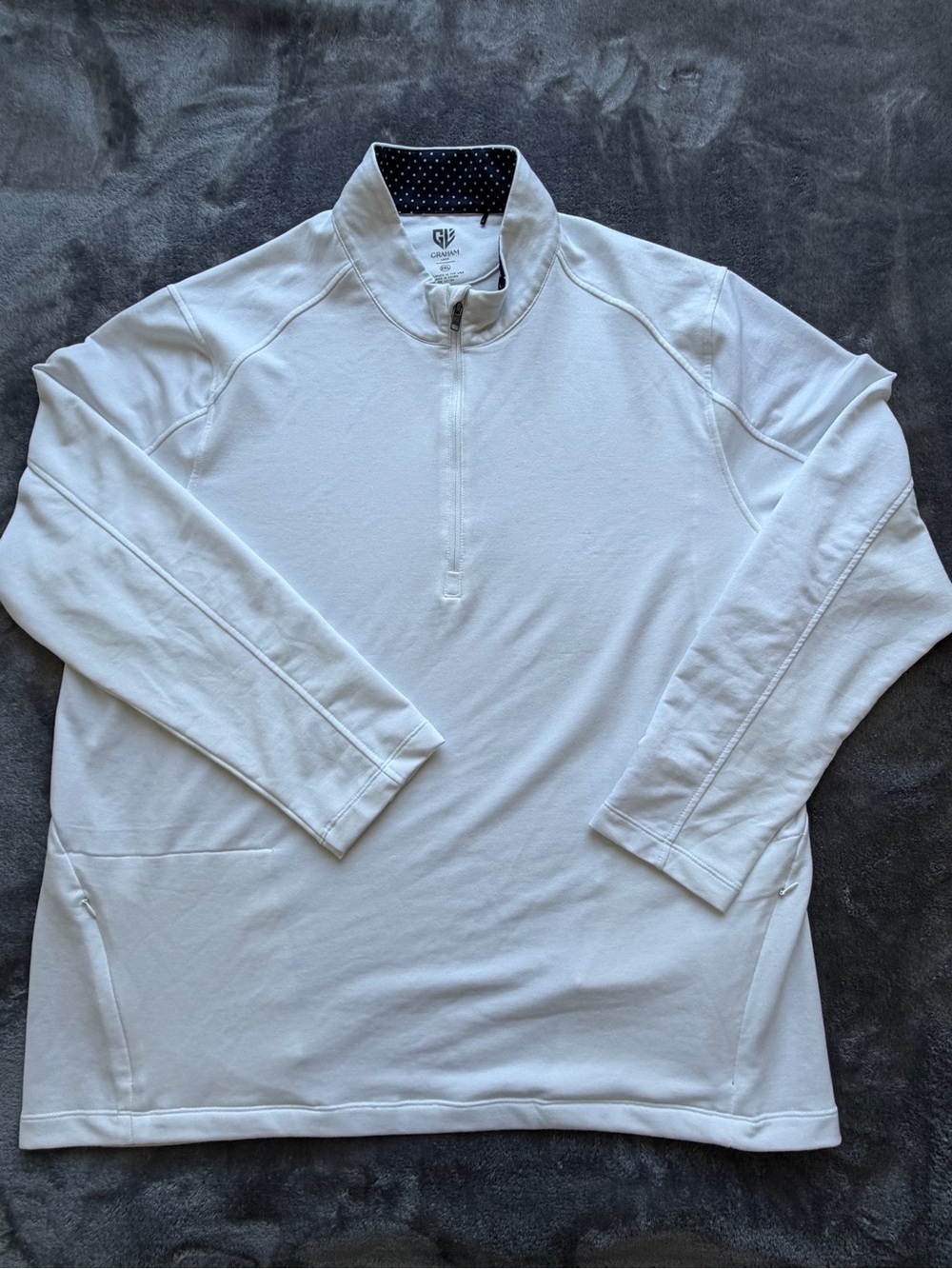 GRAHAM Luxe Men’s White 1/4 Zip Pullover Shirt Size 2XL Athletic Stretch - Picture 4 of 8